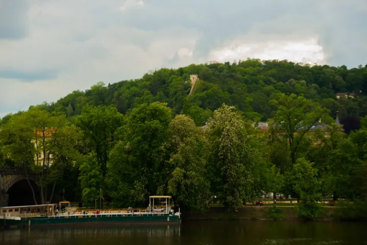 Beautiful View from Vltava river and Beautiful Slavic island