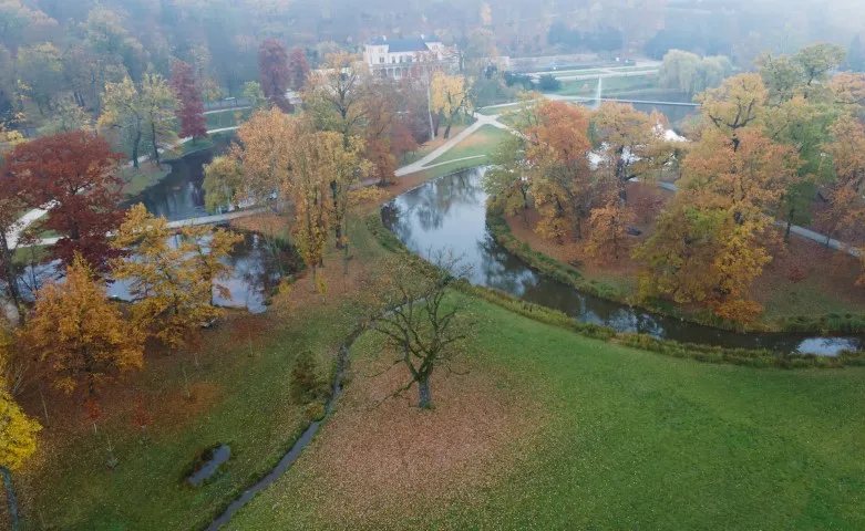 Aerial view of Stromovka public park in Prague