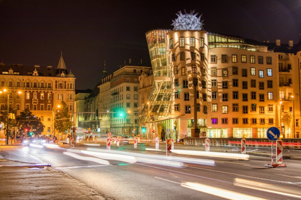 Dancing House at night